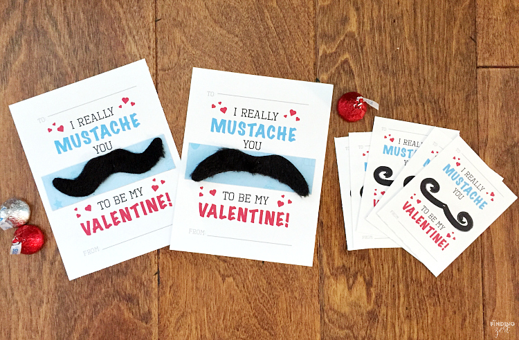 Mustache Valentine Cards Free Printable Finding Zest