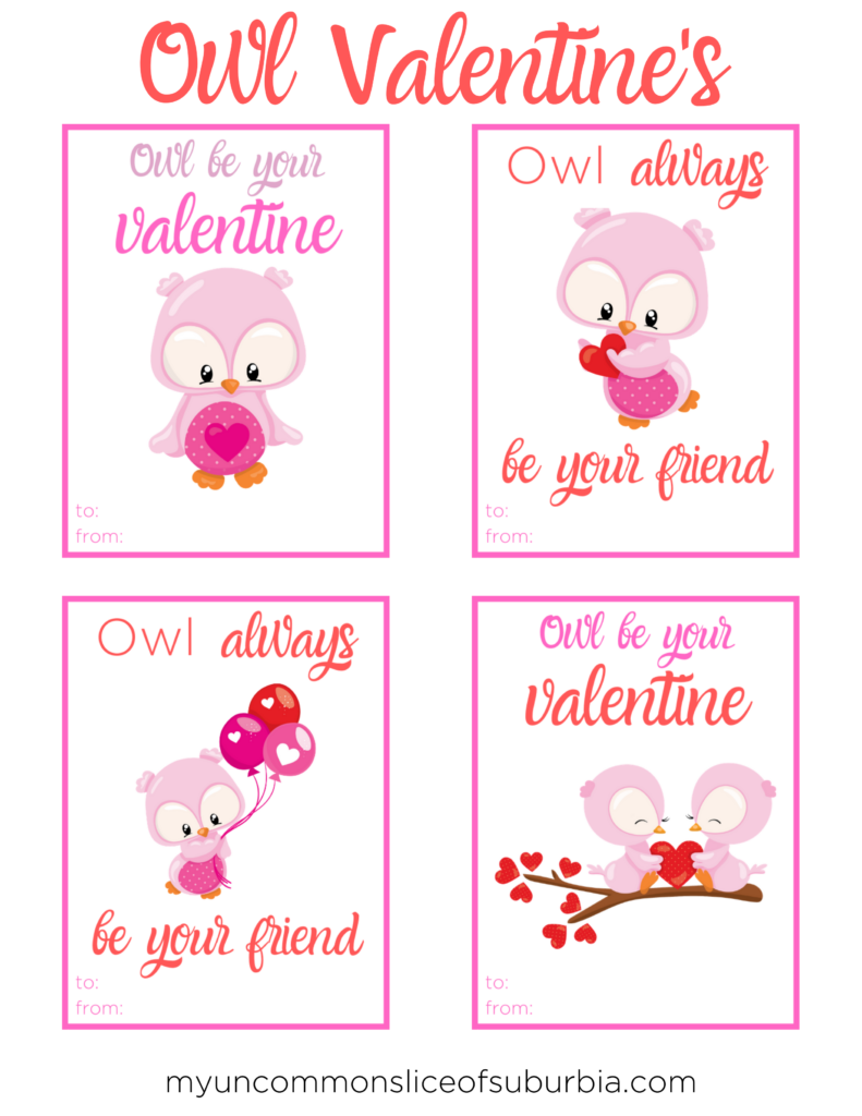 Owl Valentine Cards Free Printable My Uncommon Slice Of Suburbia