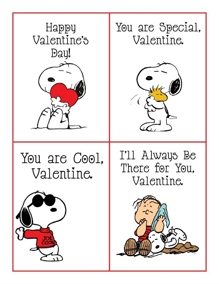 Peanuts Valentine FREE Printable Cards Featuring Snoopy Kinder