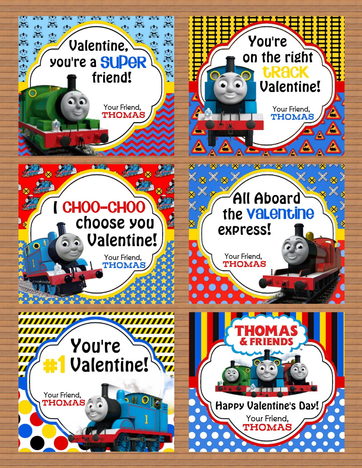 Personalized Thomas The Tank Train Valentine Class Cards For School 