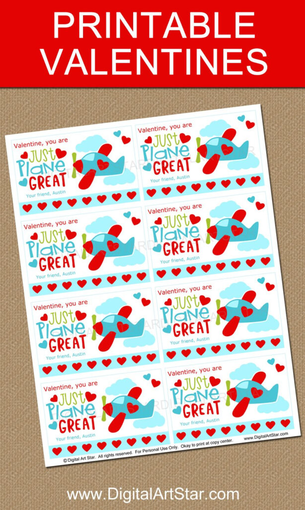 Printable Airplane Valentine Cards For Classmates Valentines Cards 