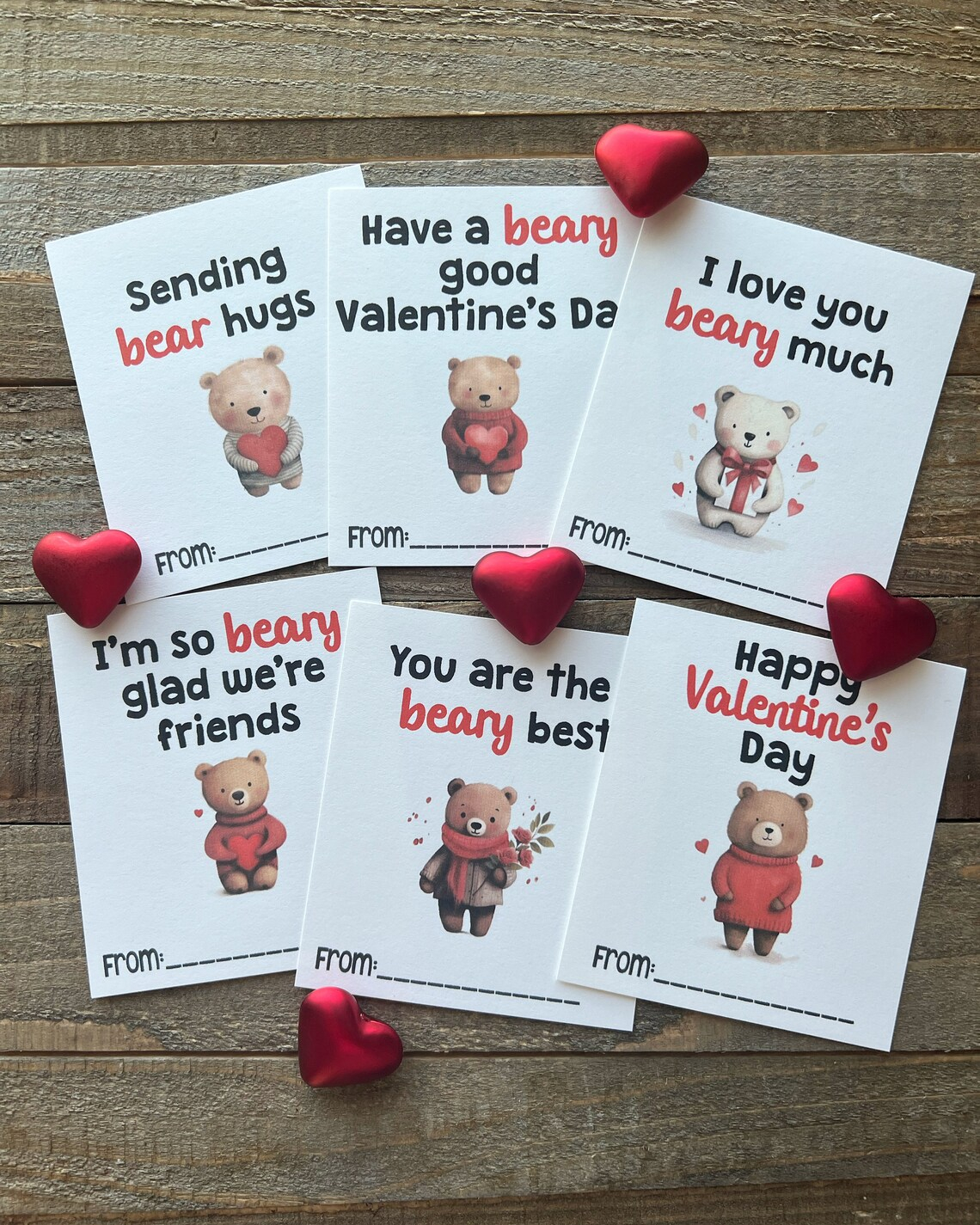 Printable Bear Valentine s Day Cards For Kids Classroom Valentines 