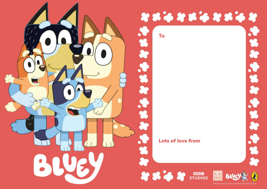 Printable Bluey Valentines Cards