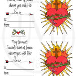 Printable Catholic Valentine Card Sacred Heart Kid Valentine Etsy