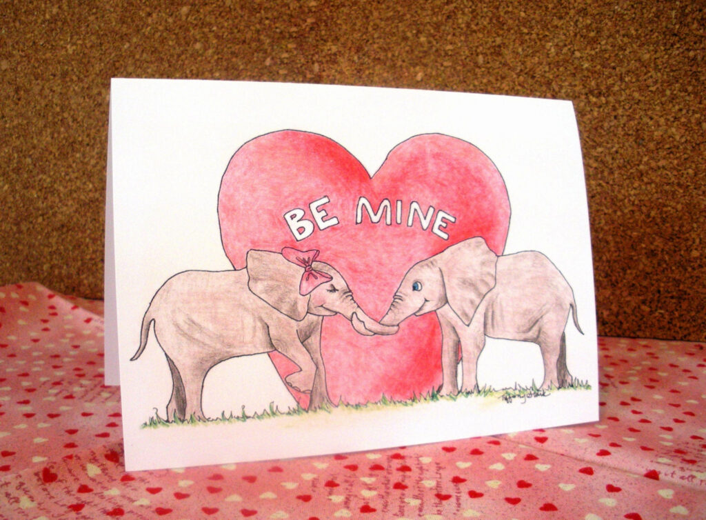 Printable Elephants Valentine Card By TiffanyDanae On Etsy