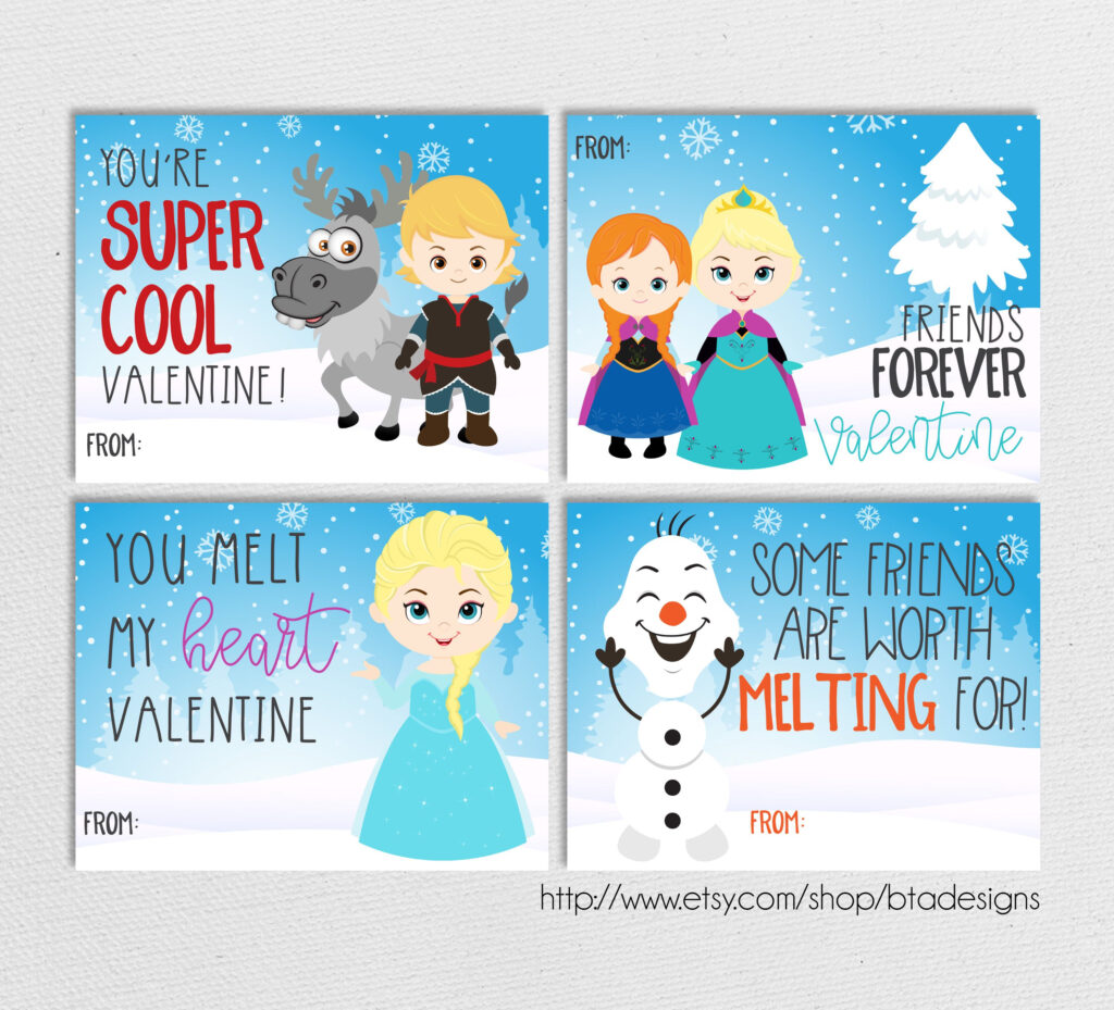 Printable Frozen Valentine Cards Instant Download Etsy 