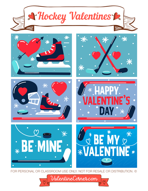 Printable Hockey Valentine s Day Cards For Kids Hockey Valentines