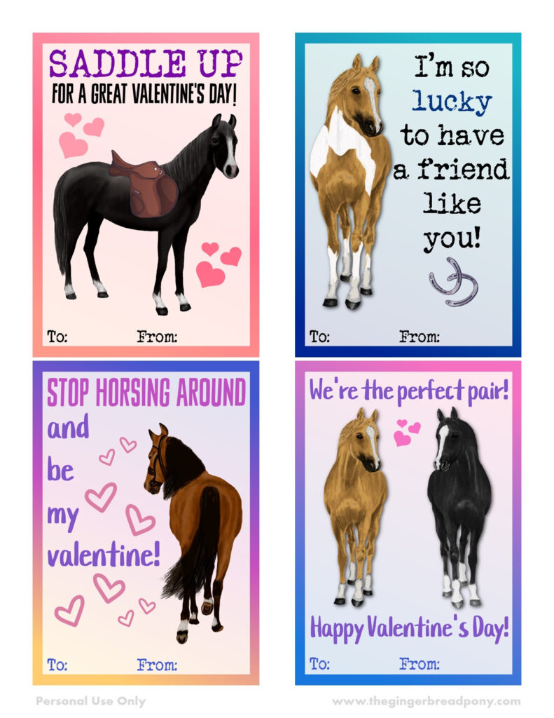 Printable Horse Valentines Day Cards The Gingerbread Pony