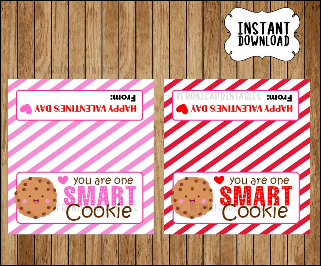 Printable One Smart Cookie Valentine Tags Printable Valentine Etsy