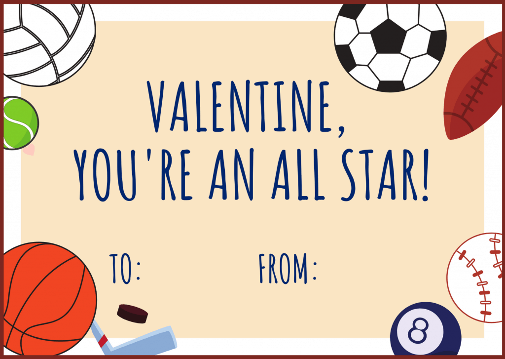 Printable Sports Valentine Cards Sports Valentine Sports Valentine