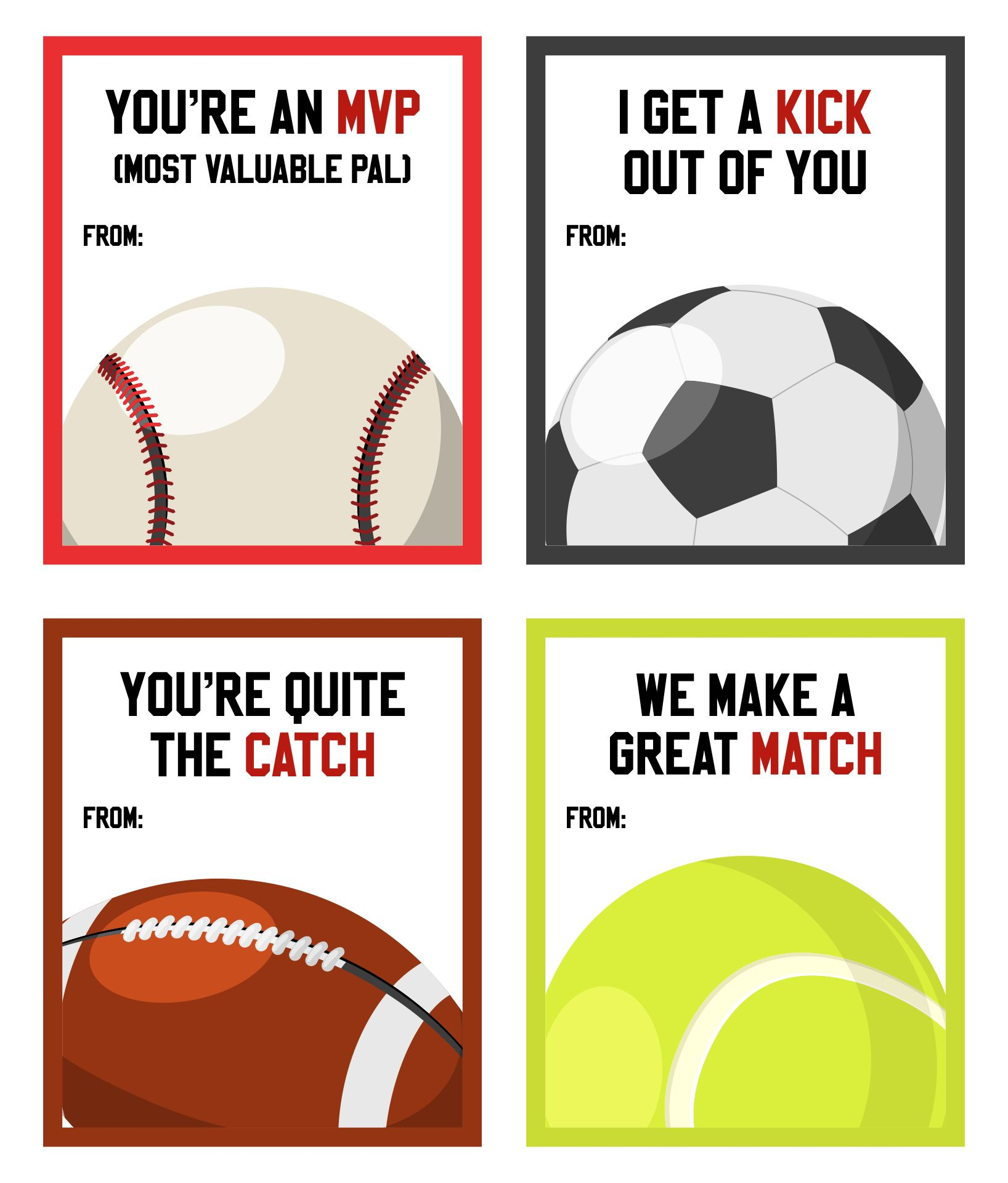 Printable Sports Valentines Sports Valentine Printable Valentines 