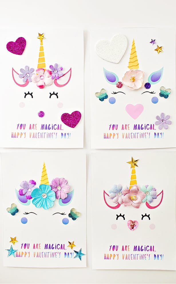 Printable Unicorn Valentine Cards For Kids