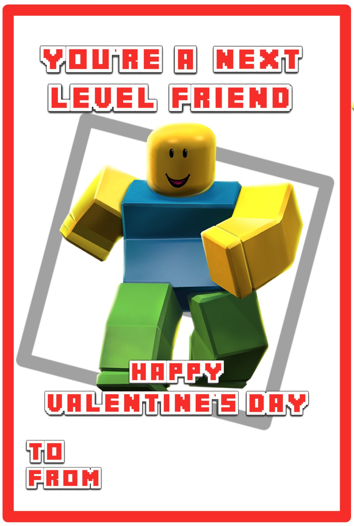 Printable Valentine Cards Roblox Downloadable Valentine Etsy Canada