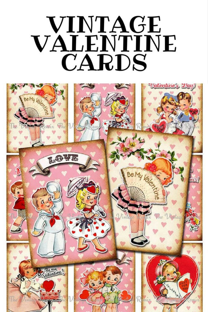 Printable Valentine Cards Tags Instant Download Retro Vintage Free 