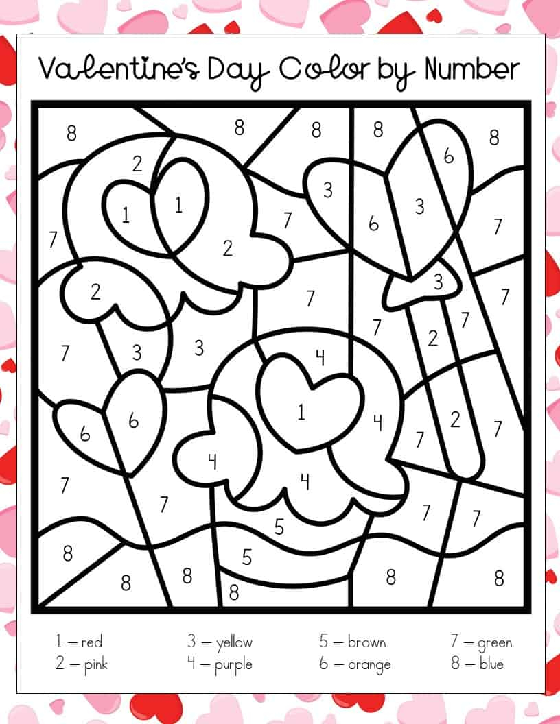 Printable Valentine Color By Number Printable Word Searches