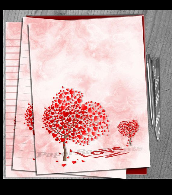 Printable Valentine Letterhead Printable Valentine Writing Etsy UK