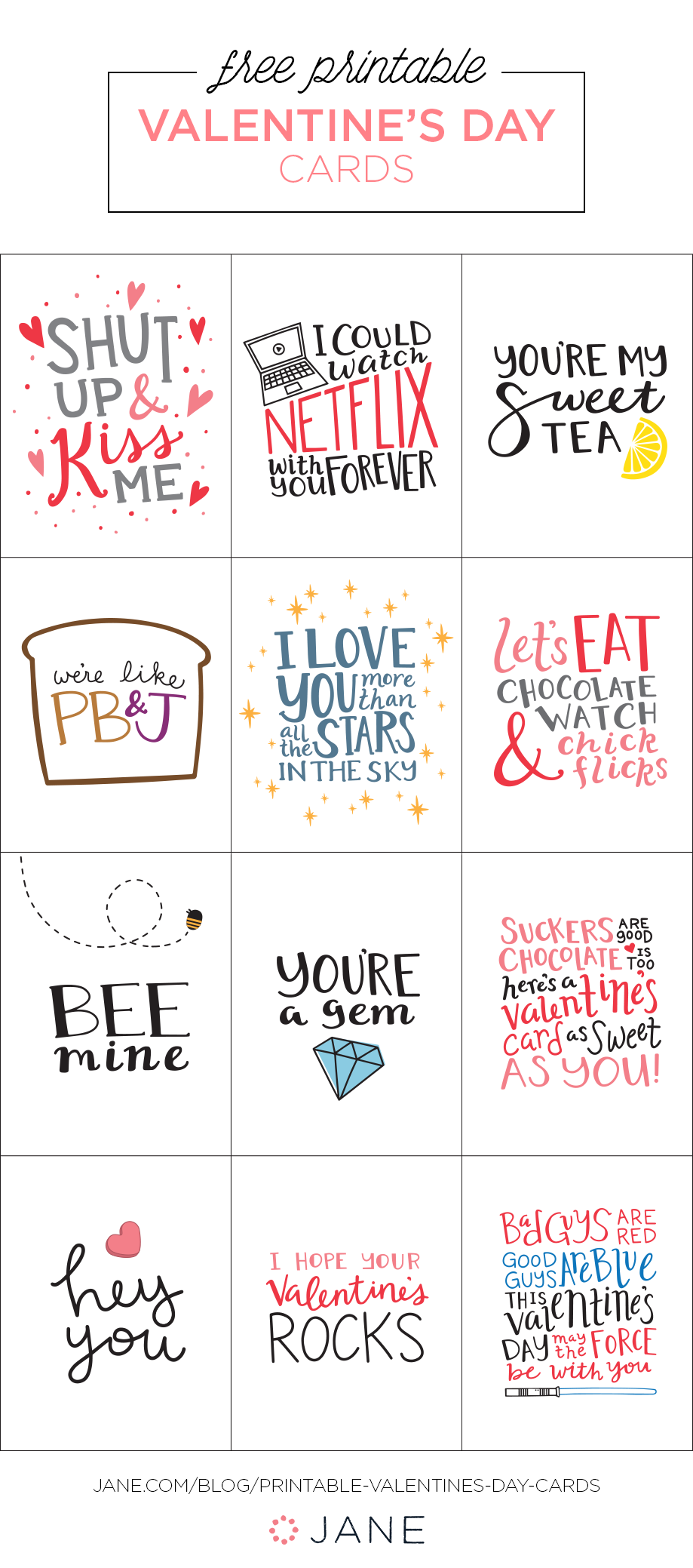 Printable Valentine s Day Cards From Jane Quotes Valentines Day