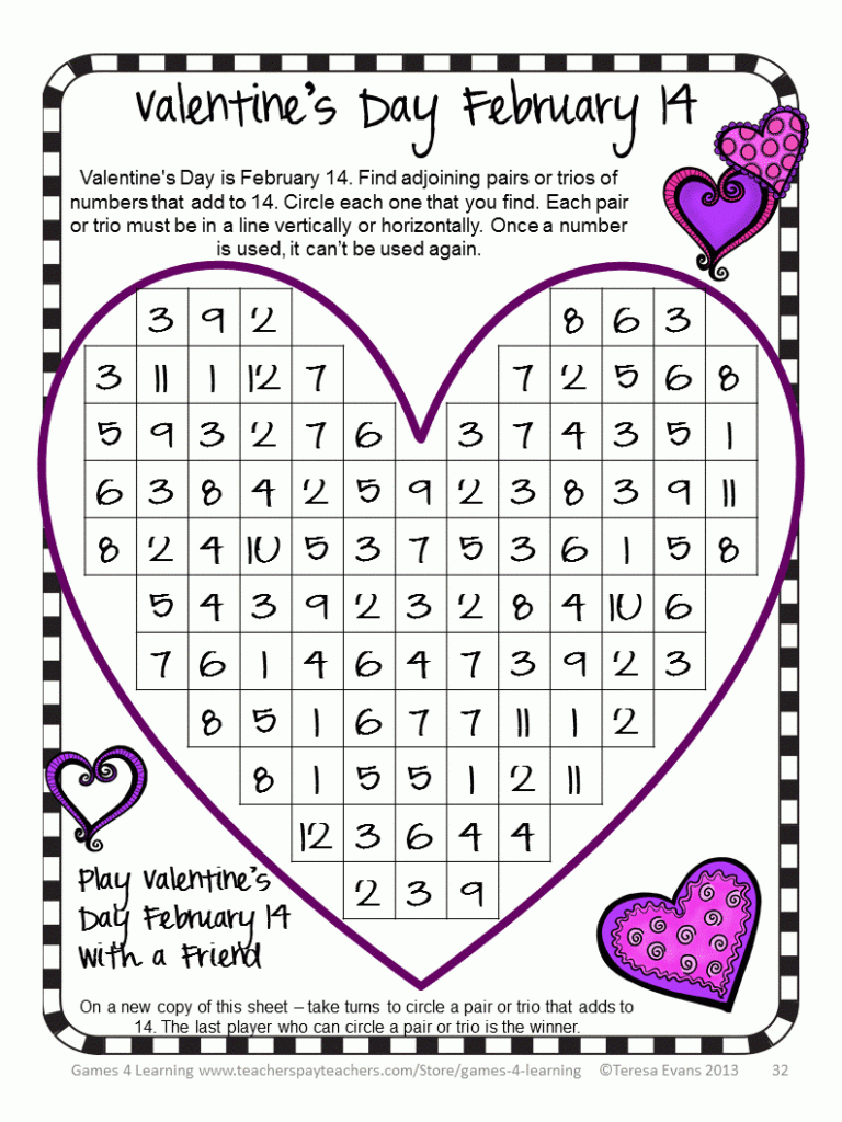 Printable Valentine s Day Worksheets