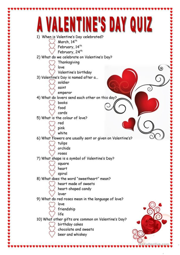 Printable Valentine Trivia And Answers