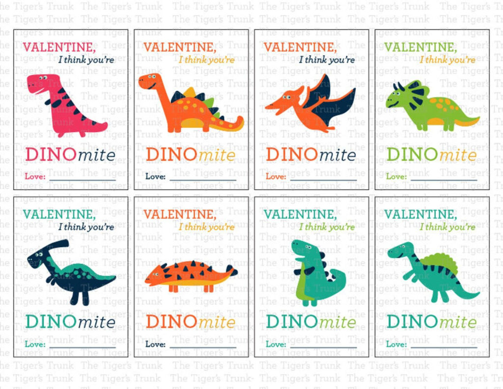 Printable Valentines Card For Kids Dinosaur Printable Valentines Day 