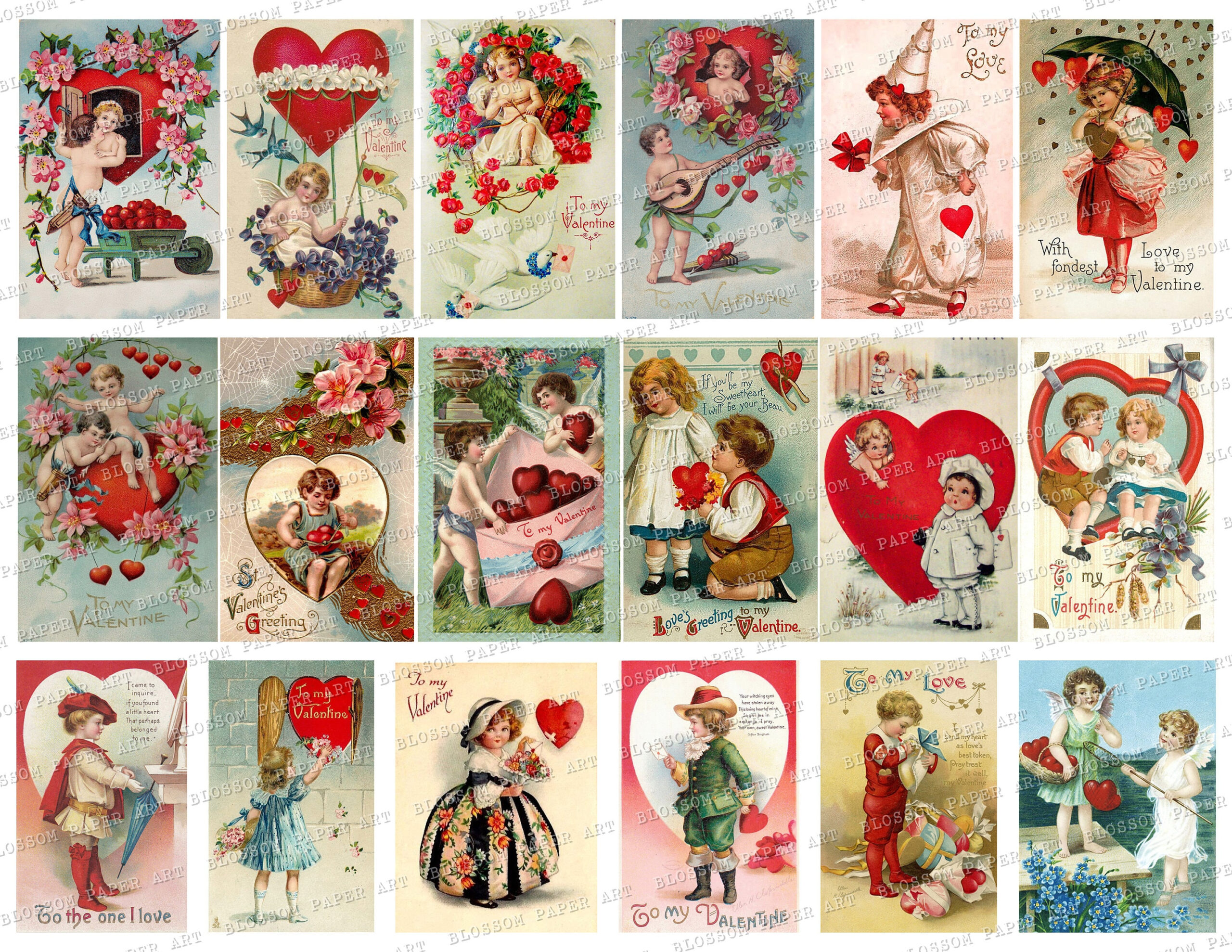 Printable Vintage Valentine Cards