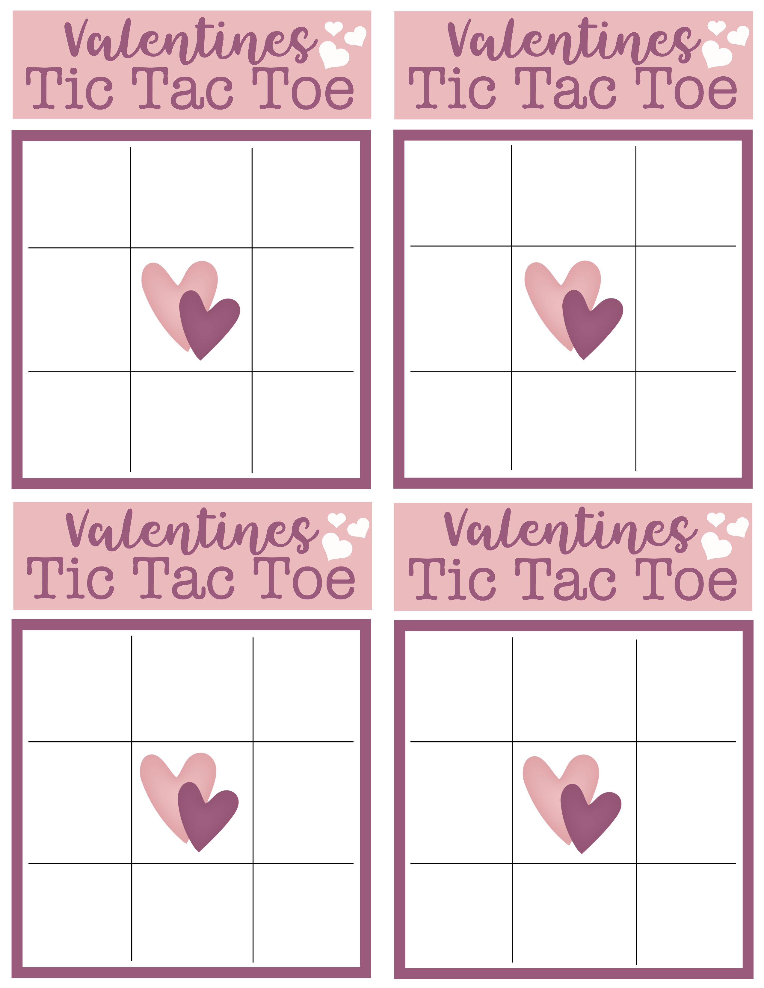 Tic Tac Toe Valentine Printable