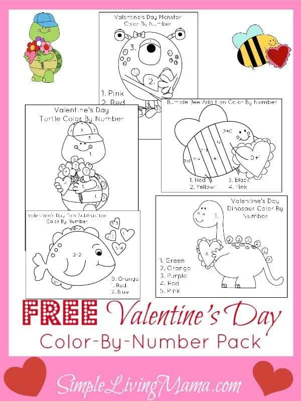 Valentine Day Color By Number Printable Sheet