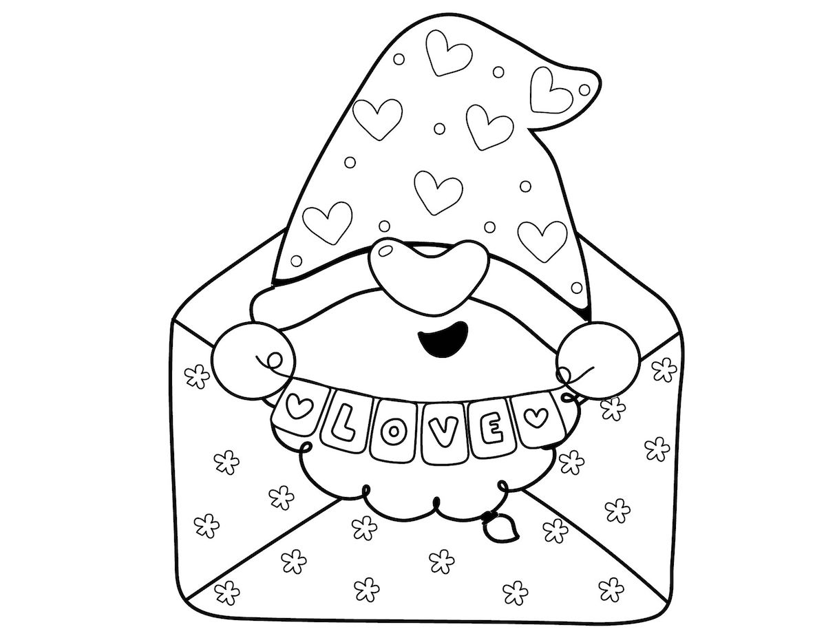 Valentine Gnomes Coloring Pages OriginalMOM