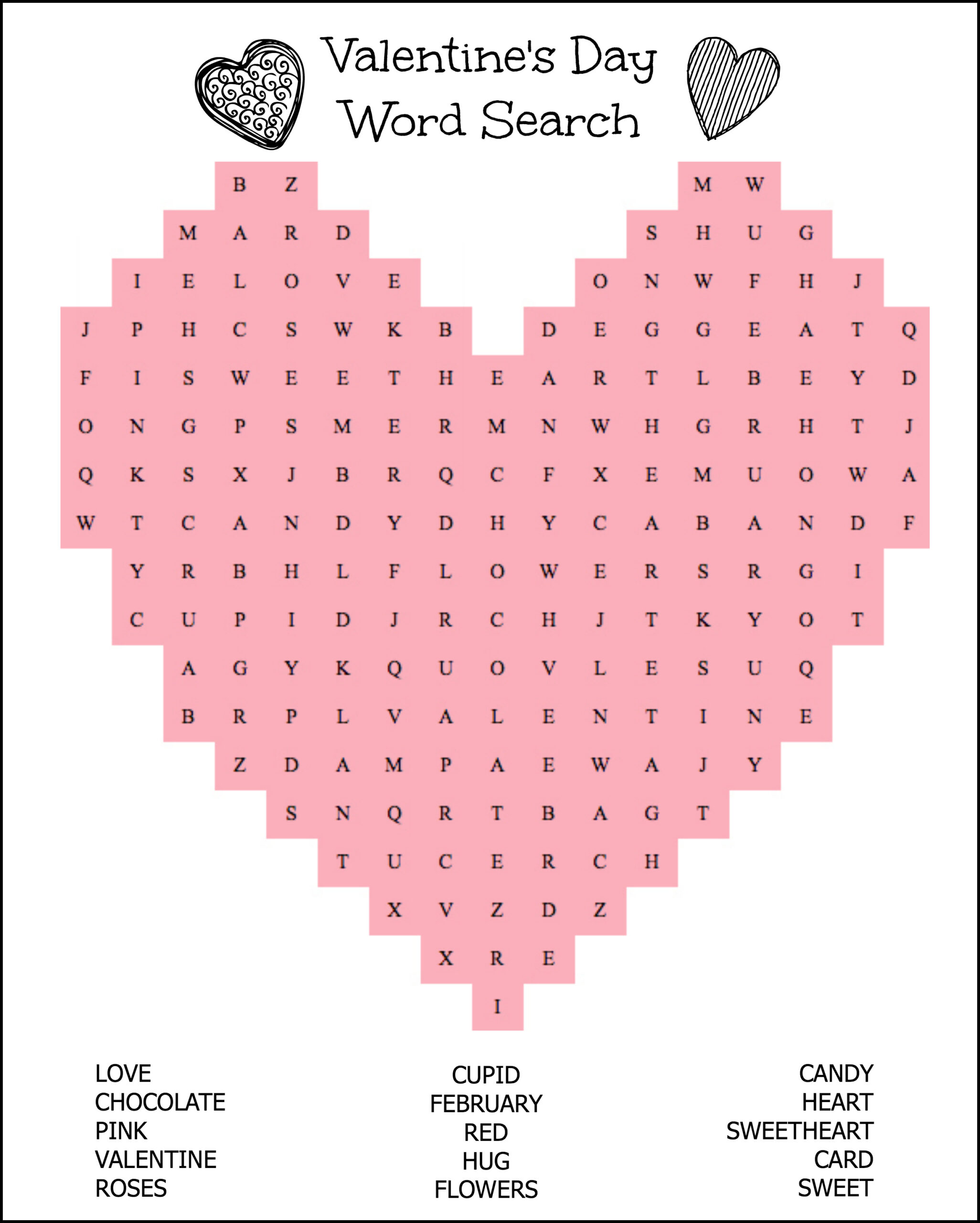 Valentine Puzzle Printables Printable Word Searches