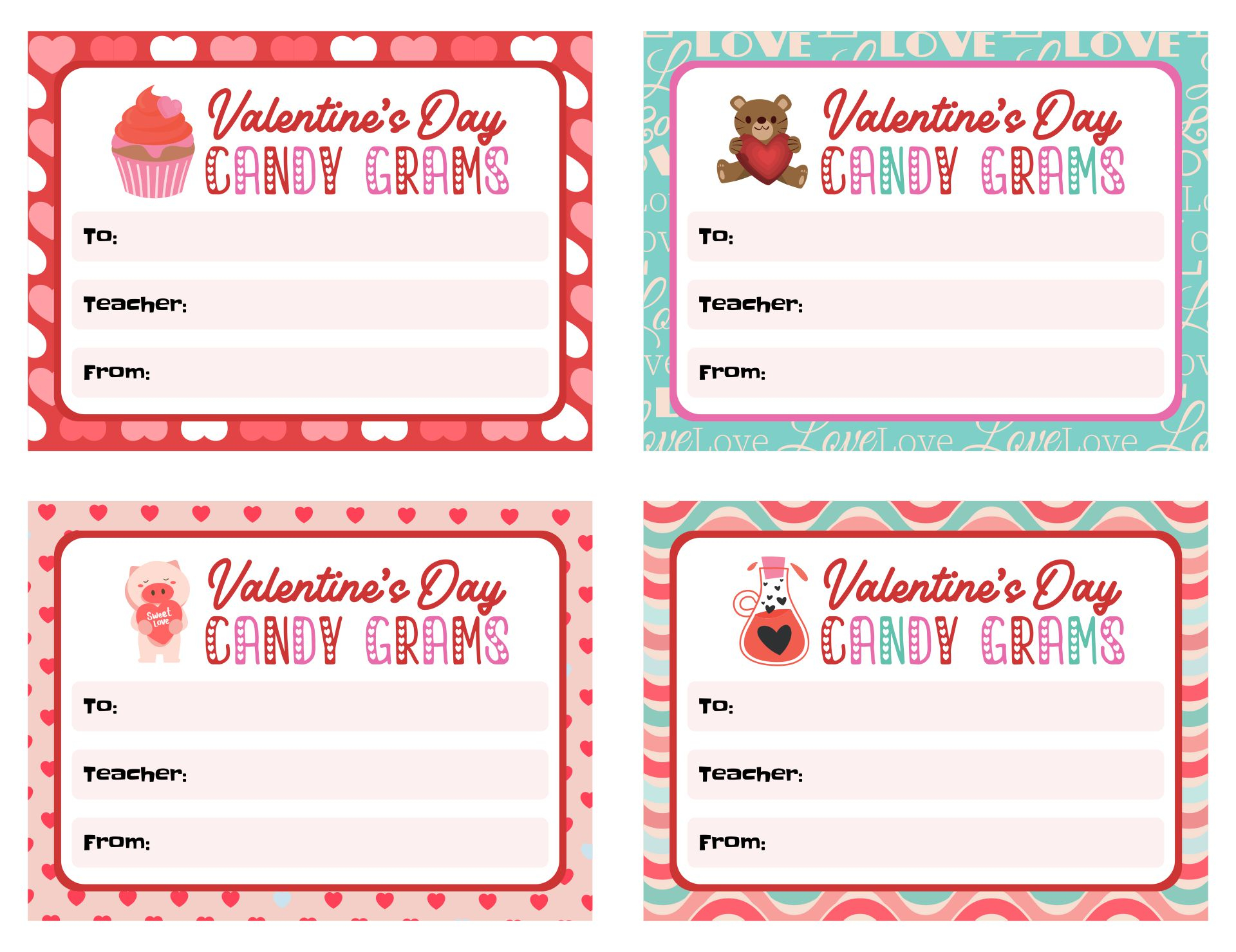 Valentine s Candy Grams 10 Free PDF Printables Printablee