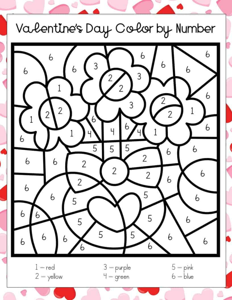 Valentine s Day Color By Number Printables Valentines Day Coloring 