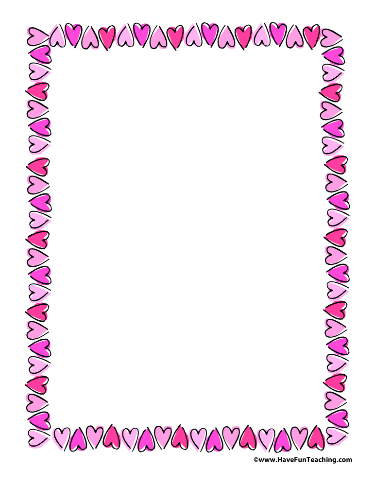 Valentine s Day Hearts Border Paper By Teach Simple