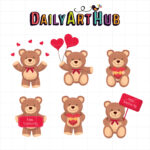 Valentine Teddy Bear Clip Art Set Daily Art Hub Graphics