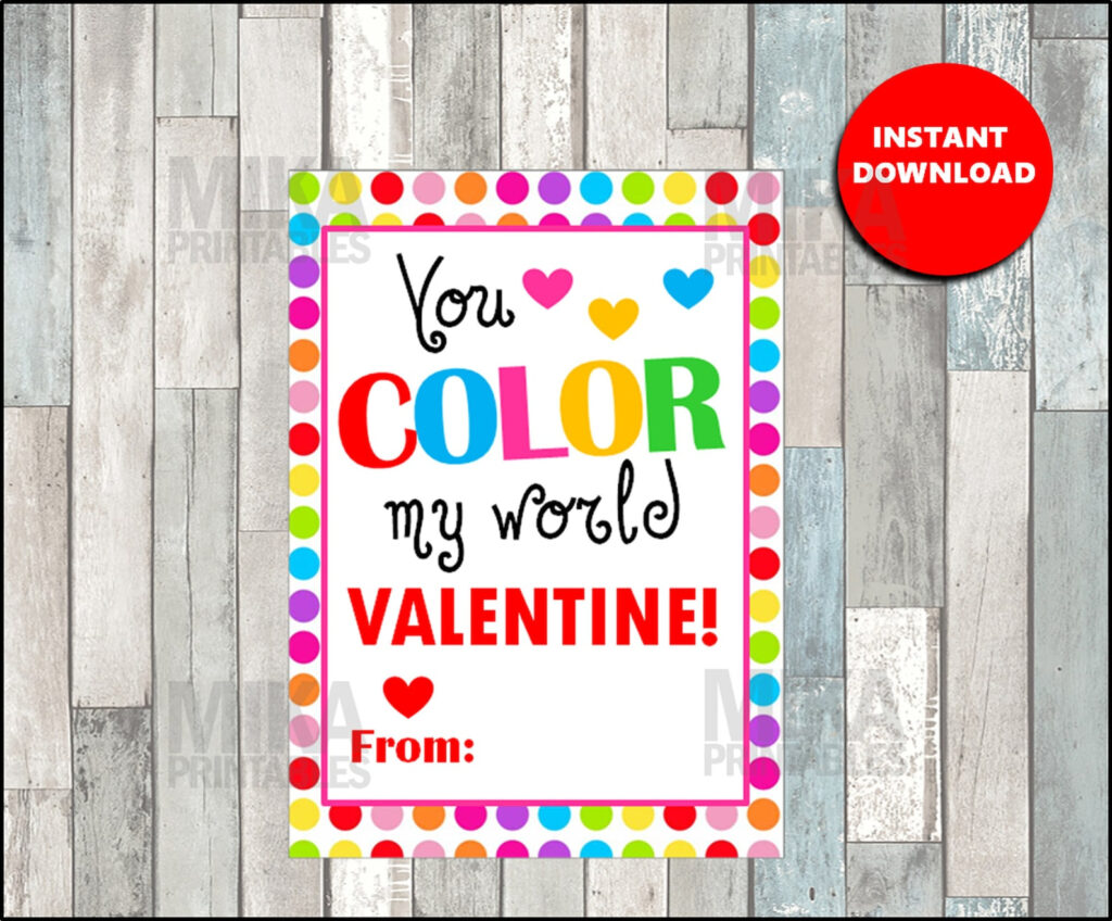 Valentine You Color My World Printable Printable Word Searches