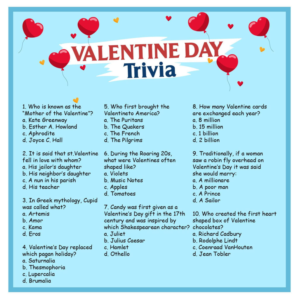 Valentines Day Trivia Valentines Day Trivia Valentines Quiz 