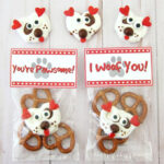 White Chocolate Pretzel Puppies With Printable Valentine s Day Tag