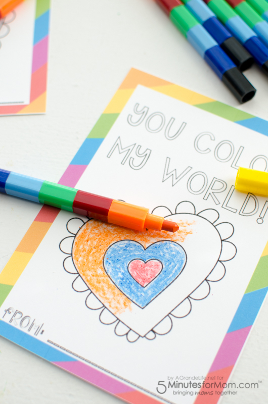  You Color My World Free Printable Valentines