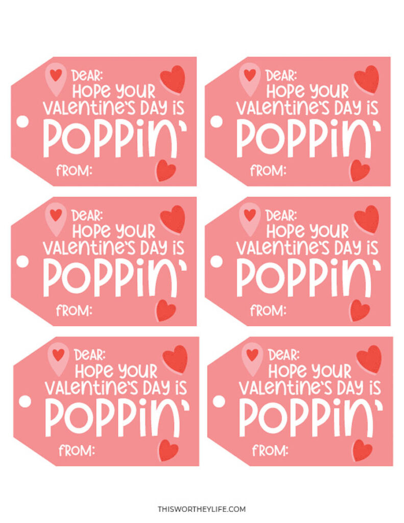 You Make My Heart Pop Free Printable Valentines Tags