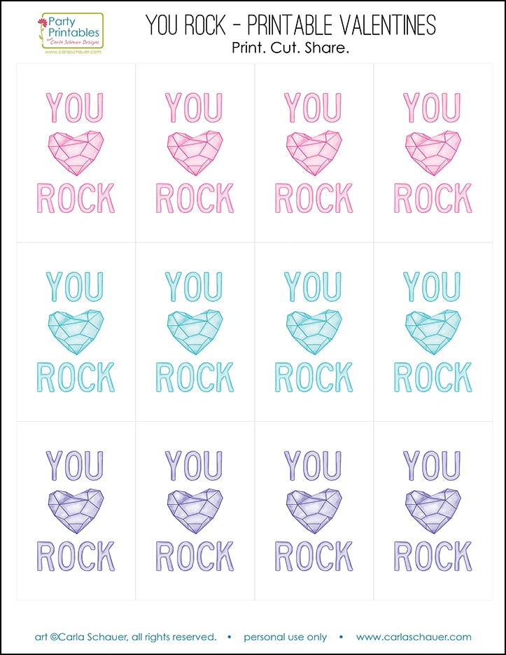 You Rock Printable Valentines Carla Schauer Designs